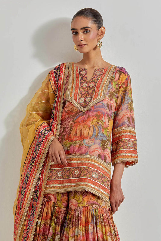 Multicolour Florika Printed Sharara Set