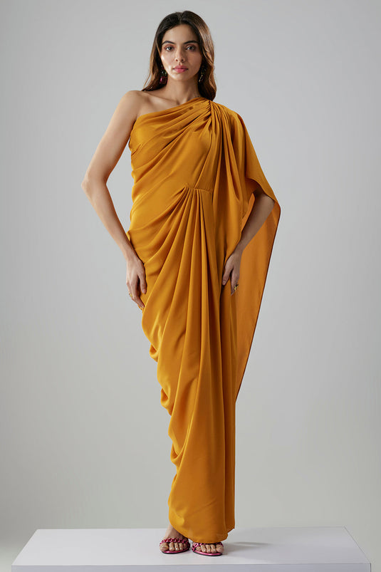 Mustard Double Georgette Gown