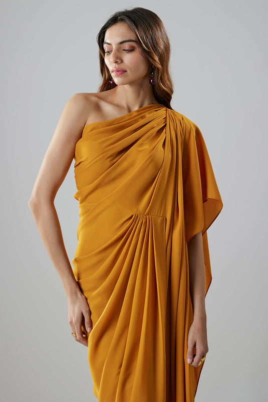 Mustard Double Georgette Gown