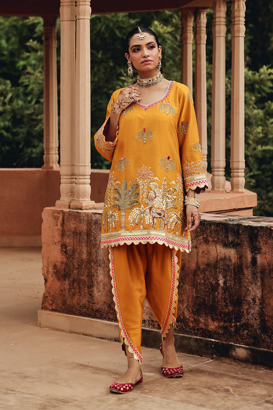 Mustard Mehfil Dhoti Set