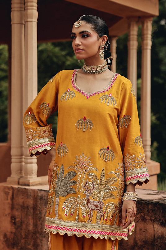 Mustard Mehfil Dhoti Set