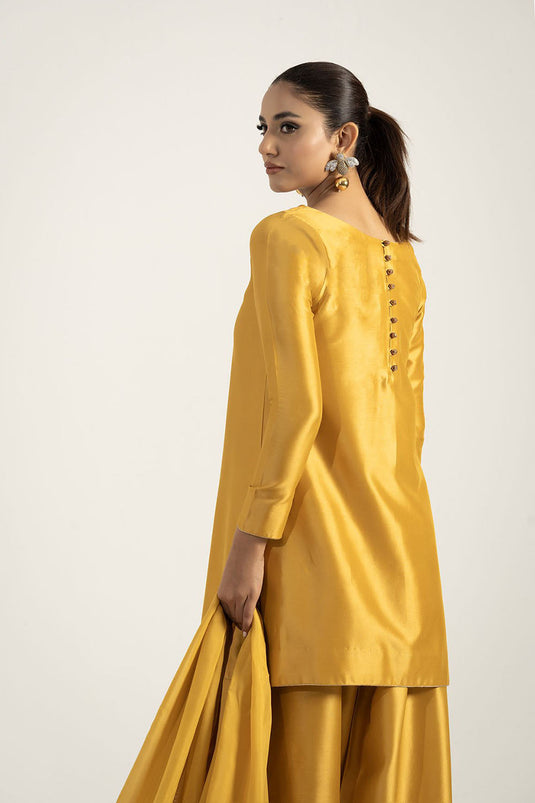 Mustard Yellow Pure Silk Kurta Set