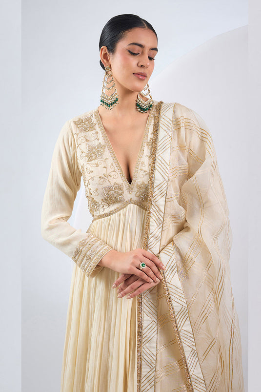 Ivory anarkali set