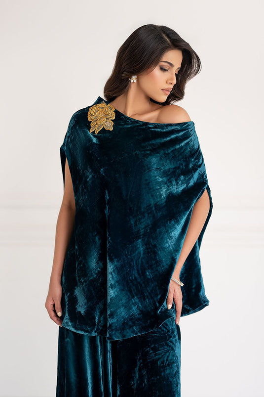 Ocean Teal Statement Velvet Co-ord