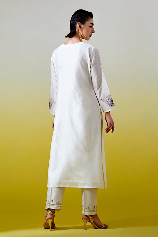 Off White Placket kurta and pant