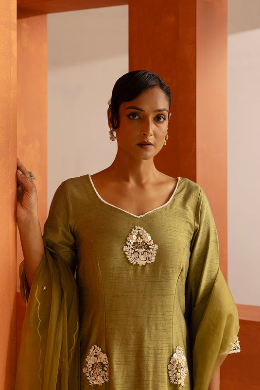 Olive Straight Kurta Set