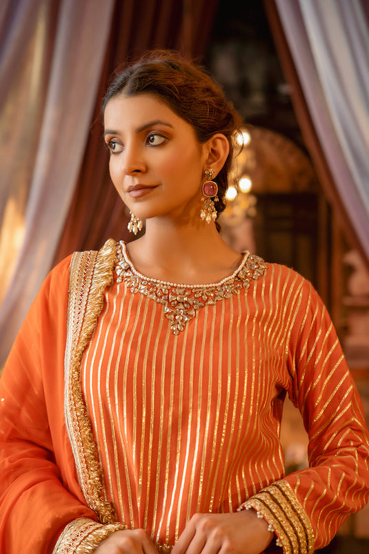 Orange Gotta Chanderi Suit