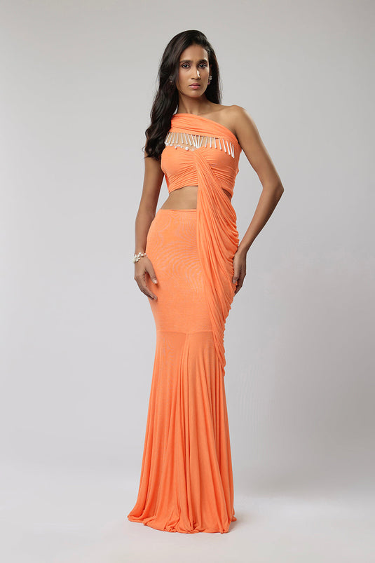 Orange One Shoulder Gown