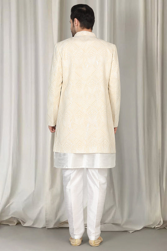 Pavitra Embroidered Long Open Jacket With Kurta And Pants