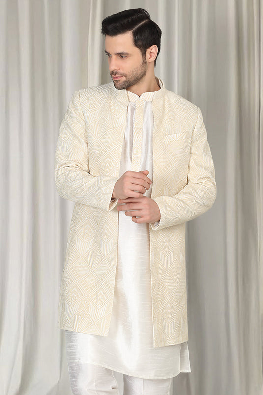 Pavitra Embroidered Long Open Jacket With Kurta And Pants
