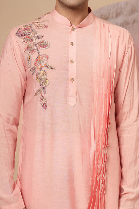 Peach Pink Cowl Kurta With Salwar
