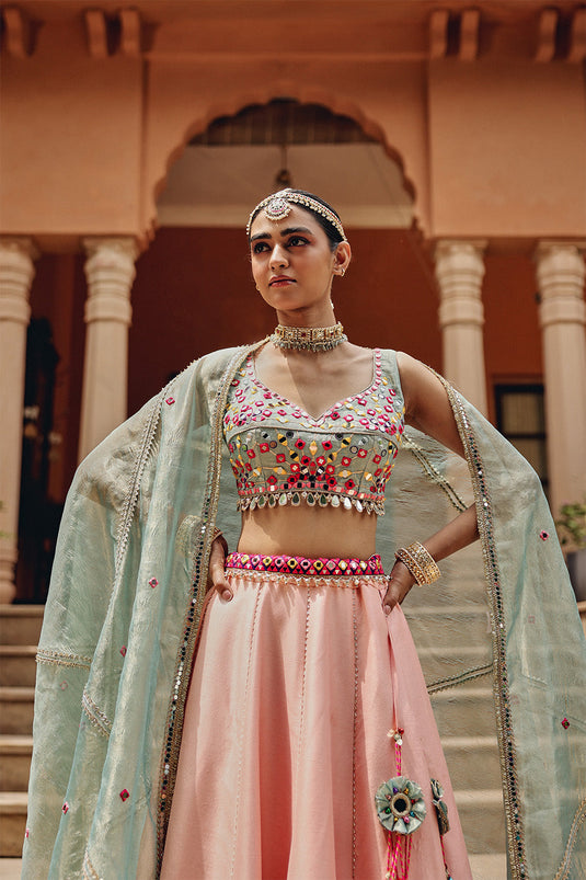 Peach Tara Sitara Lehenga Set