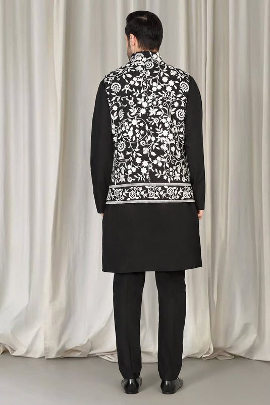 Phool Bahaar Embroidered Bandi With Kurta And Back Elastic Pants