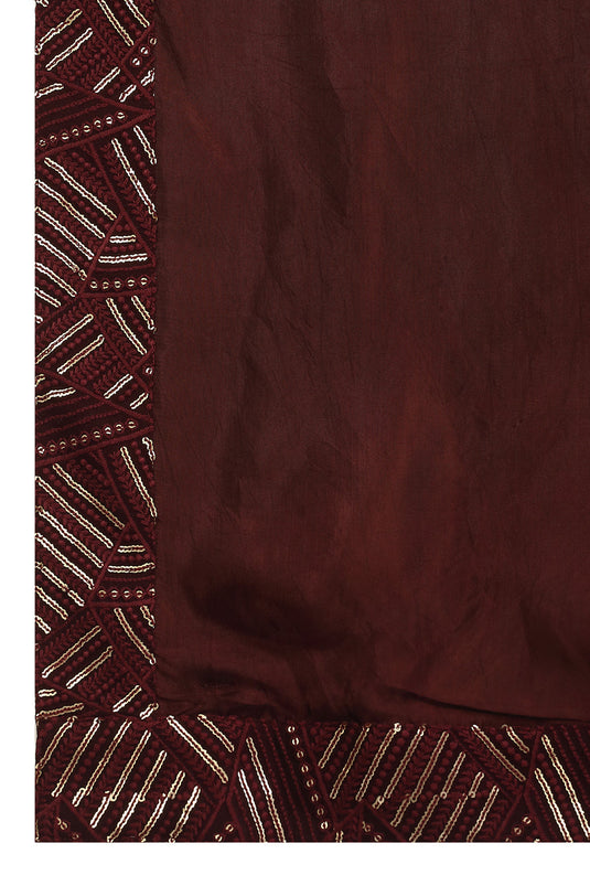 Phool Bahaar Embroidered Kurta With Back Elastic Pants And Dupatta