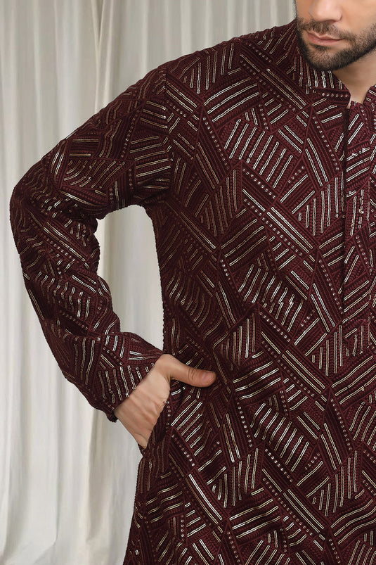 Phool Bahaar Embroidered Kurta With Back Elastic Pants And Dupatta