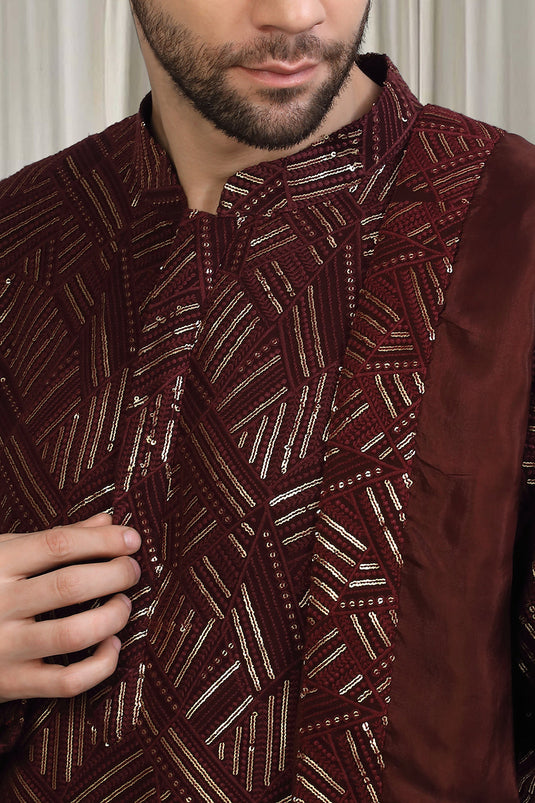 Phool Bahaar Embroidered Kurta With Back Elastic Pants And Dupatta
