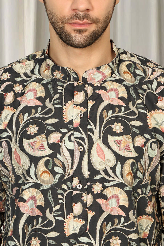 Phool Bahaar Embroidered Kurta With Back Elastic Pants