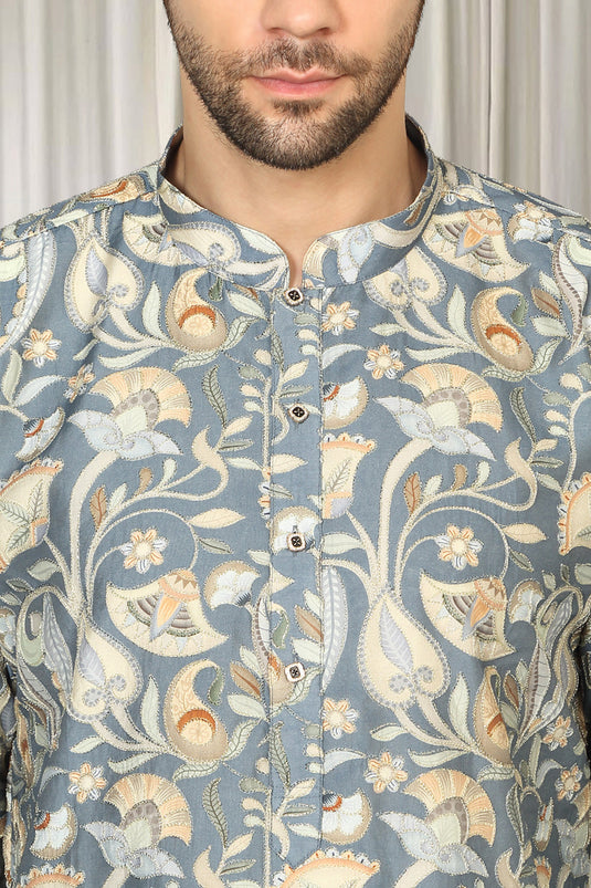 Phool Bahaar Embroidered Kurta With Back Elastic Pants