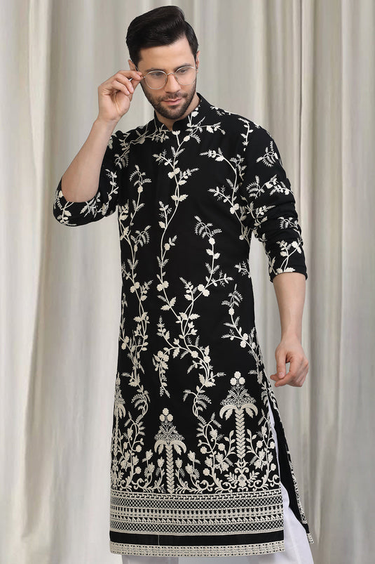 Phool Patti Embroidered Kurta With Back Elastic Pants And Dupatta