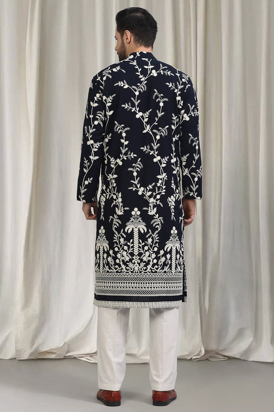 Phool Patti Embroidered Kurta With Back Elastic Pants And Dupatta