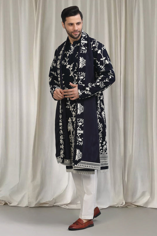 Phool Patti Embroidered Kurta With Back Elastic Pants And Dupatta