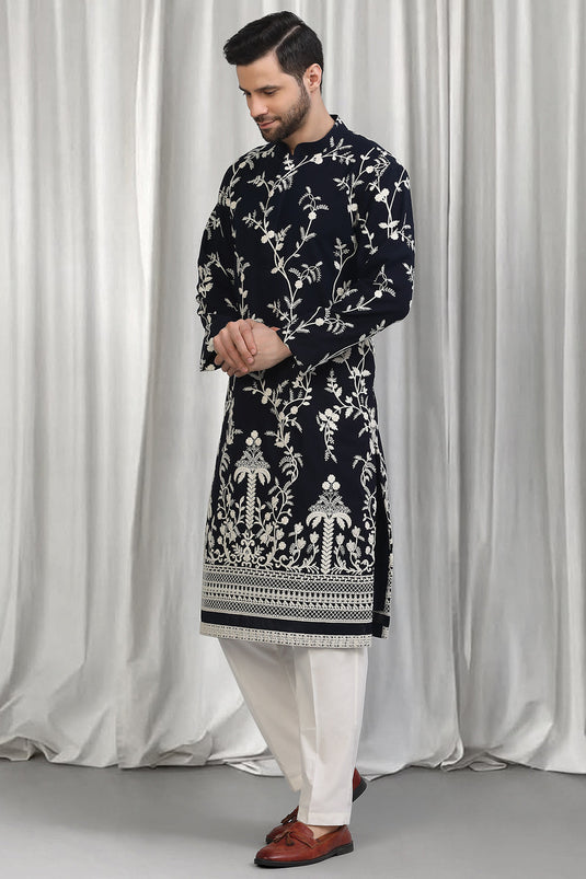 Phool Patti Embroidered Kurta With Back Elastic Pants And Dupatta