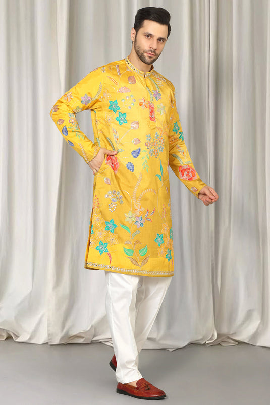 Phool Utsav Embroidered Kurta With Back Elastic Pants