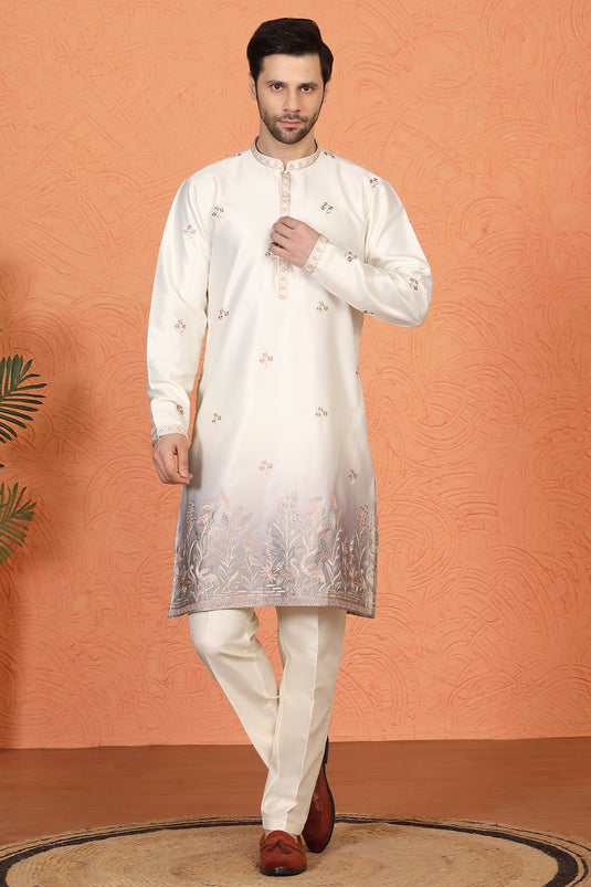 Phool Vatika Ombre Embroidered Kurta with Back Elastic Pants