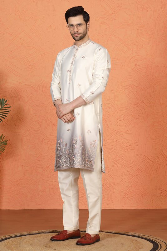 Phool Vatika Ombre Embroidered Kurta with Back Elastic Pants