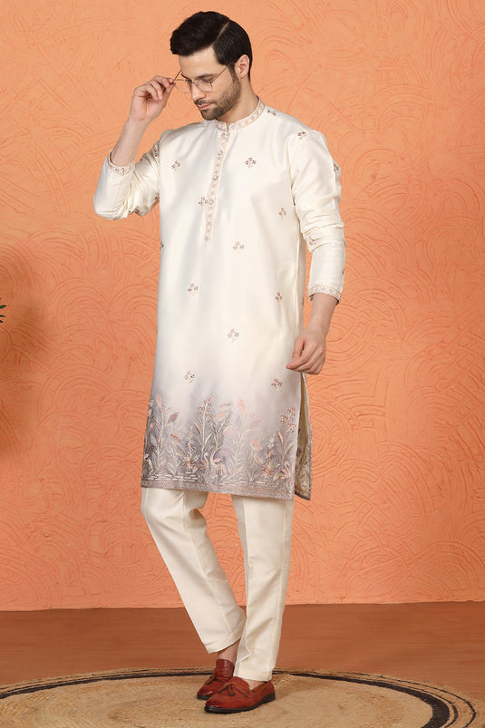 Phool Vatika Ombre Embroidered Kurta with Back Elastic Pants