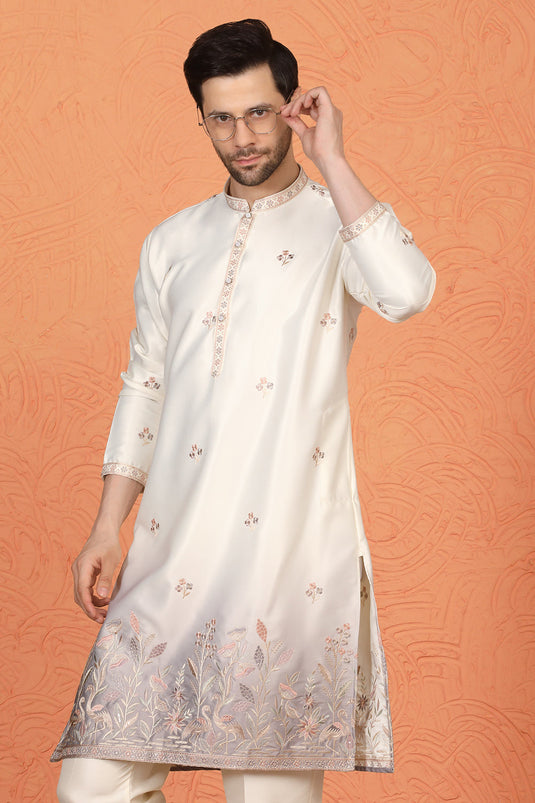 Phool Vatika Ombre Embroidered Kurta with Back Elastic Pants