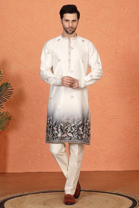 Phool Vatika Ombre Embroidered Kurta with Back Elastic Pants