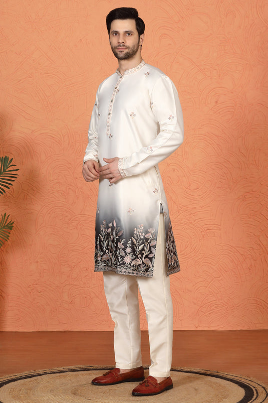 Phool Vatika Ombre Embroidered Kurta with Back Elastic Pants