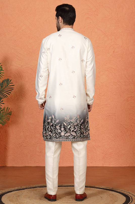 Phool Vatika Ombre Embroidered Kurta with Back Elastic Pants