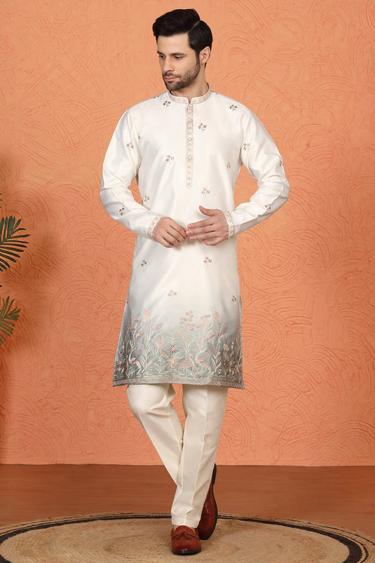 Phool Vatika Ombre Embroidered Kurta with Back Elastic Pants