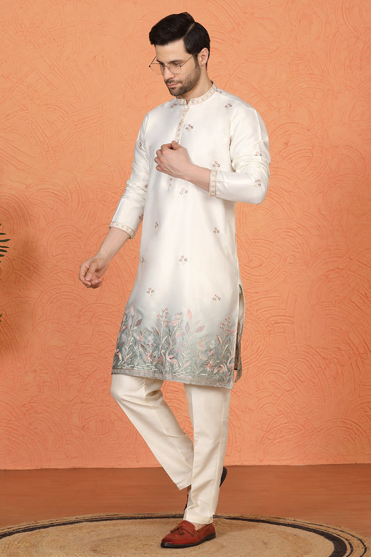 Phool Vatika Ombre Embroidered Kurta with Back Elastic Pants