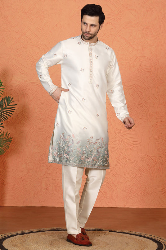 Phool Vatika Ombre Embroidered Kurta with Back Elastic Pants