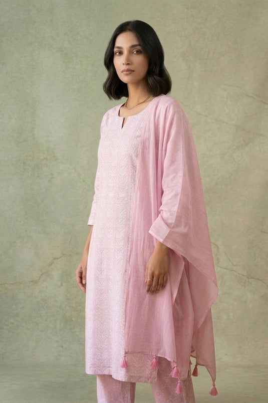 Pink pleated suit set