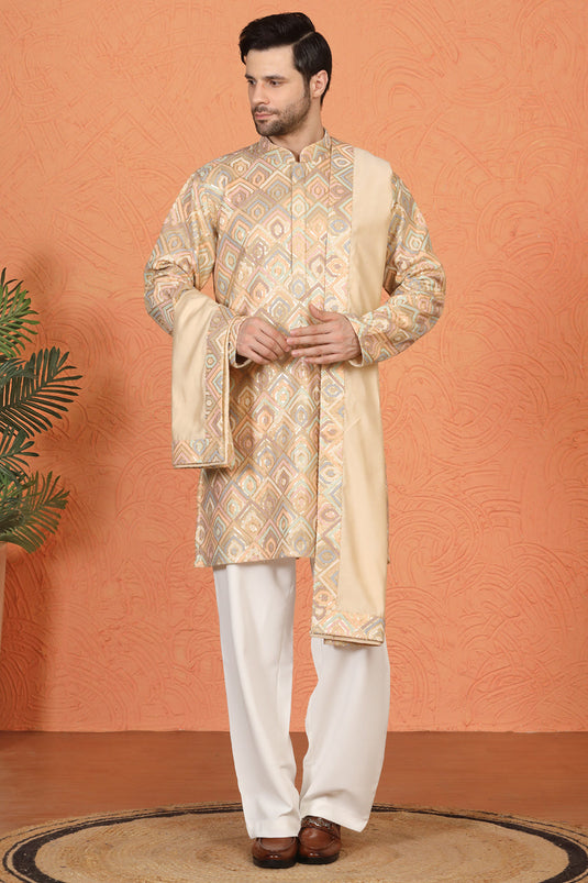 Prafullit Embroidered Kurta with Loose Fit Back Elastic Parallel Pants And Dupatta