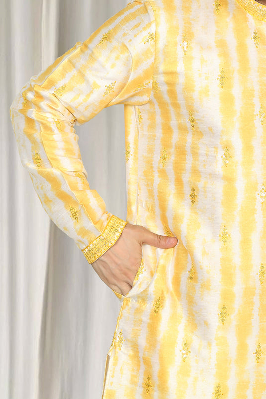 Prajwal Tie Dye Embroidered Kurta With Back Elastic Pants