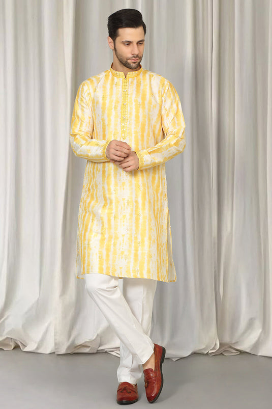 Prajwal Tie Dye Embroidered Kurta With Back Elastic Pants