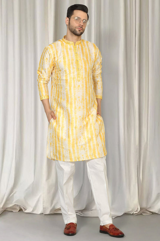 Prajwal Tie Dye Embroidered Kurta With Back Elastic Pants