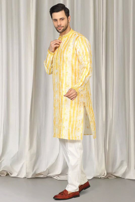 Prajwal Tie Dye Embroidered Kurta With Back Elastic Pants