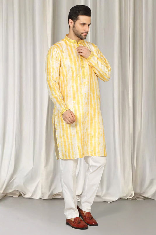 Prajwal Tie Dye Embroidered Kurta With Back Elastic Pants