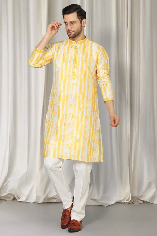 Prajwal Tie Dye Embroidered Kurta With Back Elastic Pants