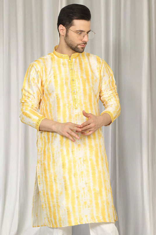 Prajwal Tie Dye Embroidered Kurta With Back Elastic Pants