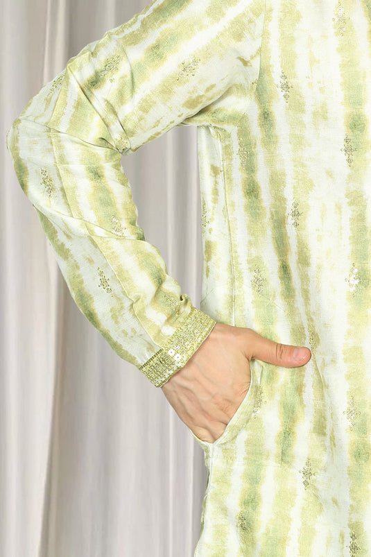 Prajwal Tie Dye Embroidered Kurta With Back Elastic Pants
