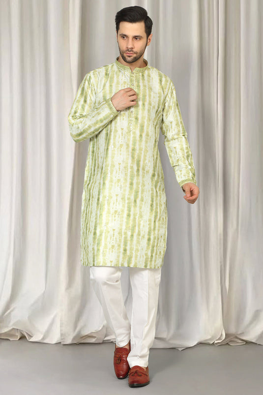 Prajwal Tie Dye Embroidered Kurta With Back Elastic Pants