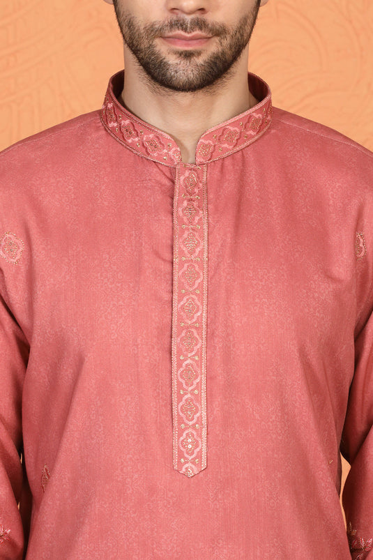 Printed Embroidered Kurta with Back Elastic Pants