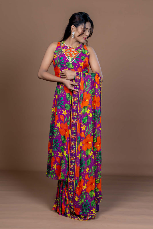 Purple Love Kurta Sharara set